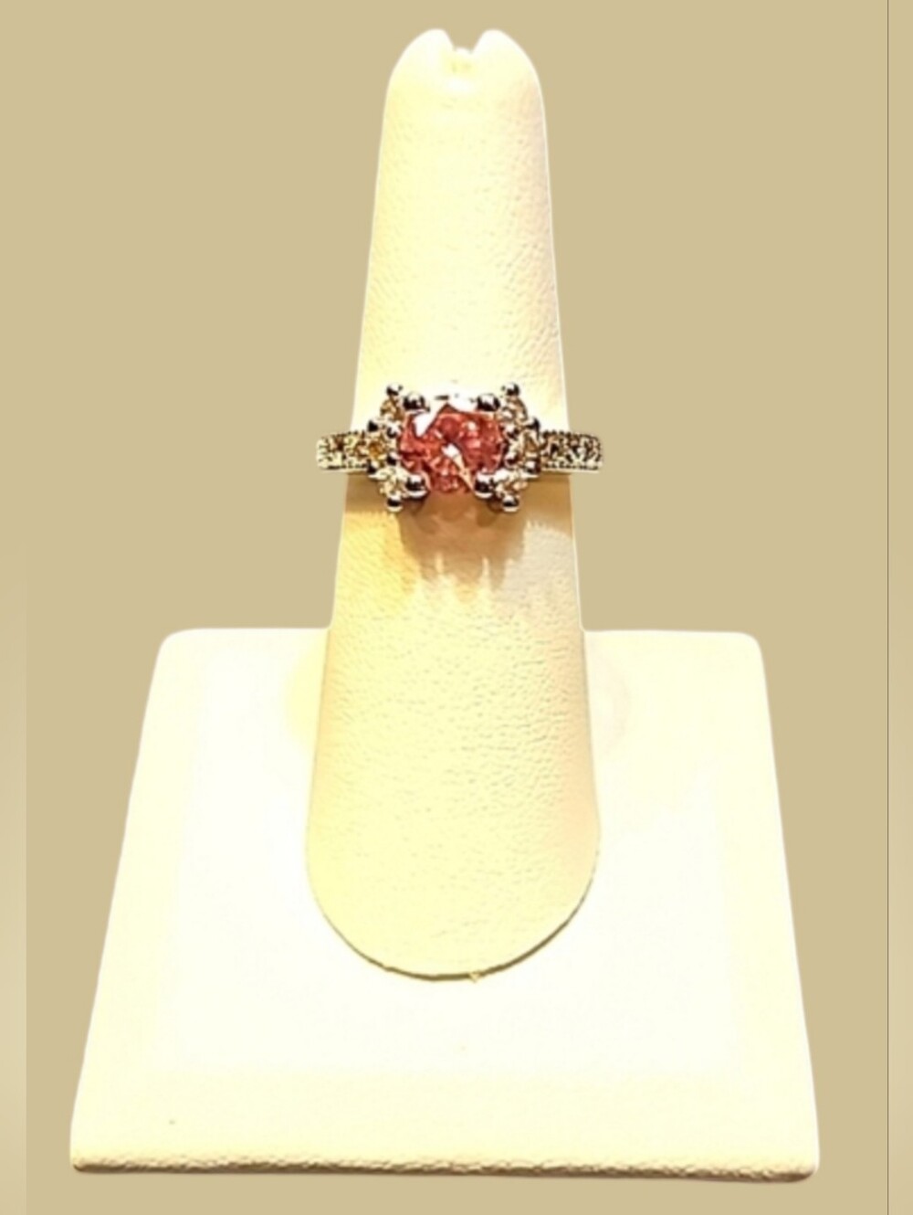 Sterling Silver Vtg Y2K Marked S925 Pink Stone Accent Size 7.